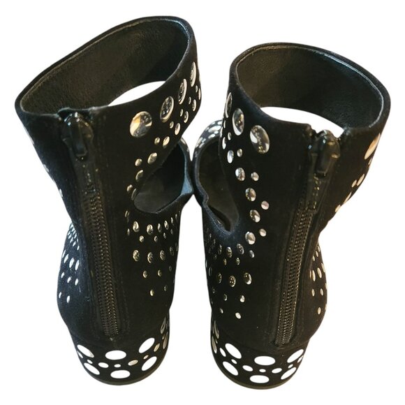 Cecelia New York Black Suede Ankle Strap Studded Block Heels Womens Sz 7 - Picture 6 of 13